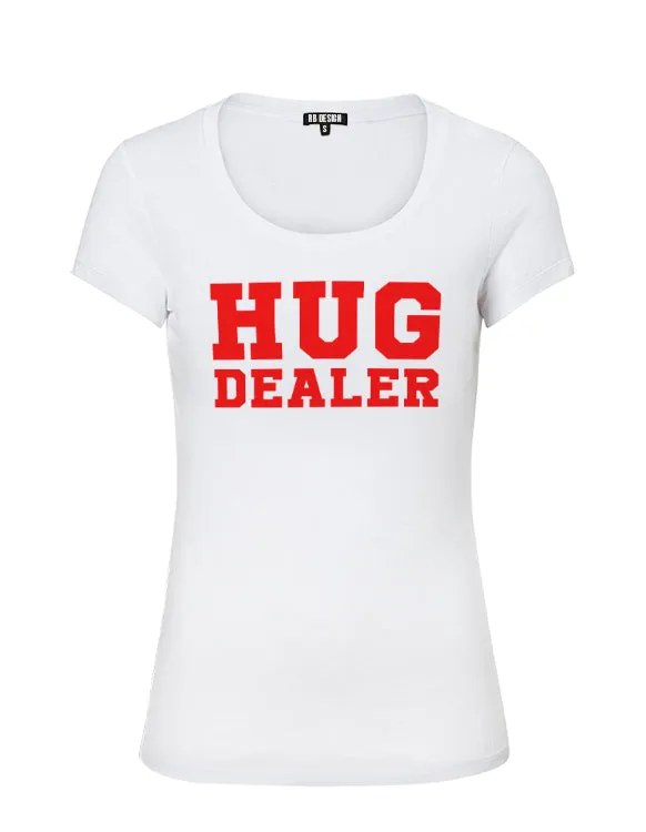 Women's T-shirt With Sayings "Hug Dealer" WTD17 Red