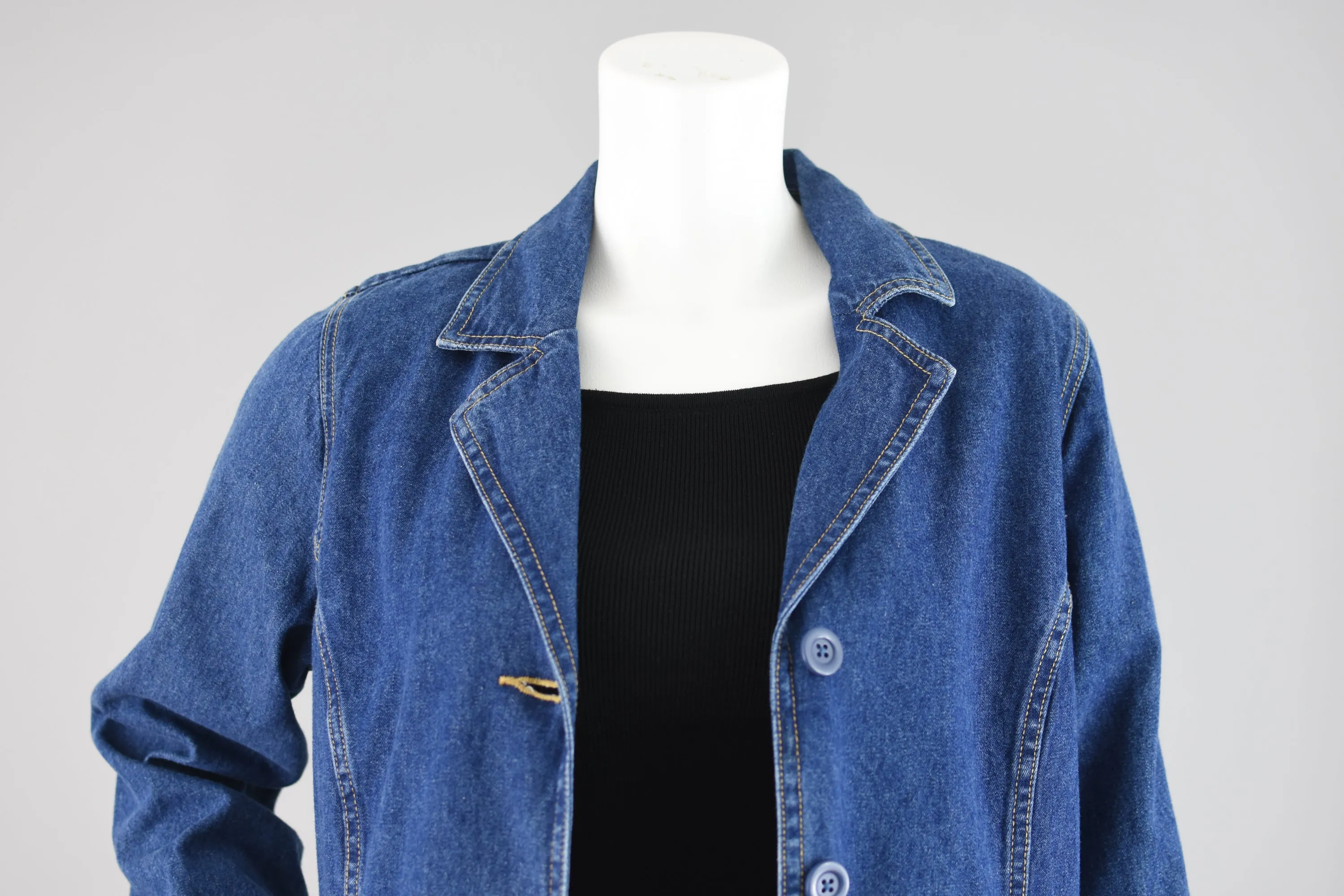 Y2K Denim & Co Jean Jacket with Pockets, Women's Medium